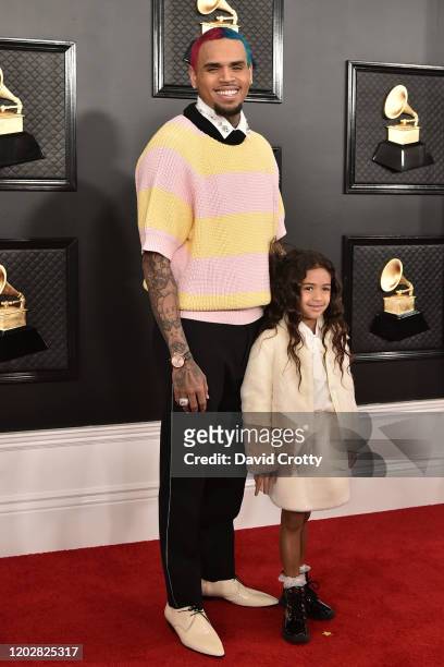 Chris Brown and Royalty Brown attend the 62nd Annual Grammy Awards at Staples Center on January 26, 2020 in Los Angeles, CA.