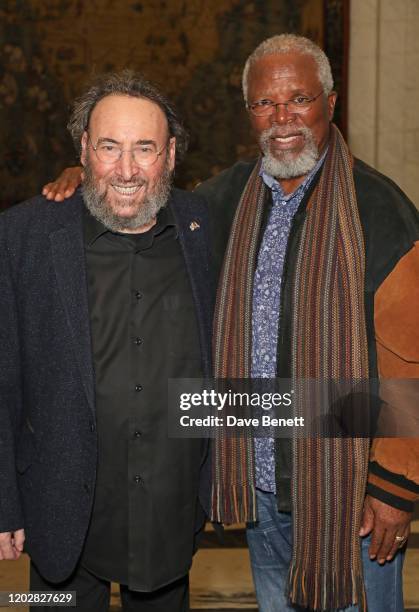 John Kani and Jack Morris attend the press night after party for "Kunene and the King" at South Africa House on January 29, 2020 in London, England.