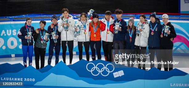 NFrom left to right - Iuliia Beresneva of Russian Federation, Hui Chang of Taipei, Gabriel Volet of France, Sungwoo Jang of Korea, Chanseo Kim of...