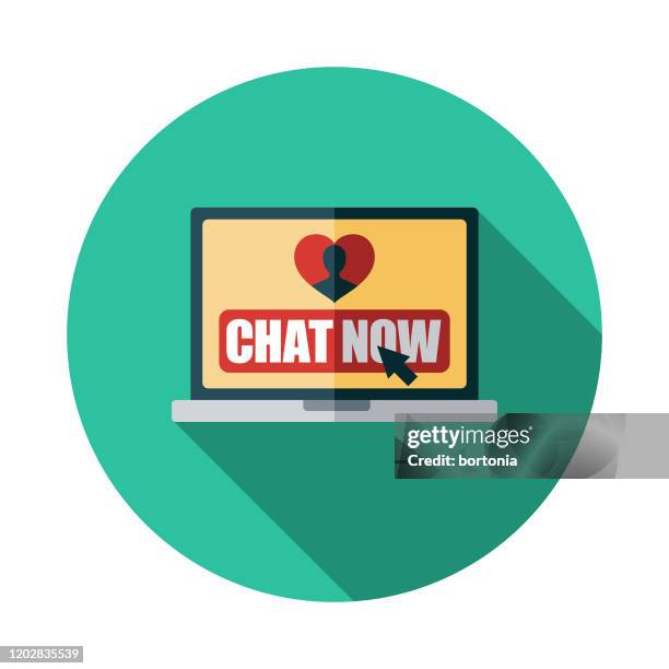 online dating messaging icon - couple using computer stock illustrations