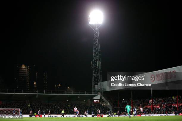 General view inside the stadium the Sky Bet Championship match between Brentford FC and Nottingham Forest at Griffin Park on January 28, 2020 in...