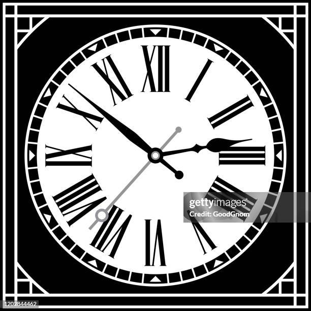 klassische wanduhr mit römischen ziffern - römische zahl stock-grafiken, -clipart, -cartoons und -symbole