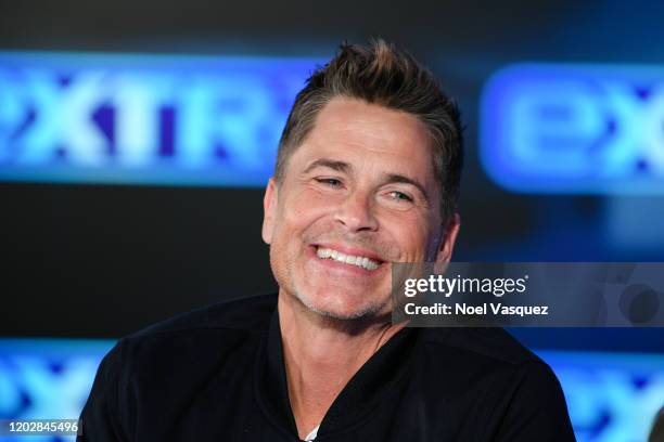 Rob Lowe visits "Extra" at Burbank Studios on January 29, 2020 in Burbank, California.