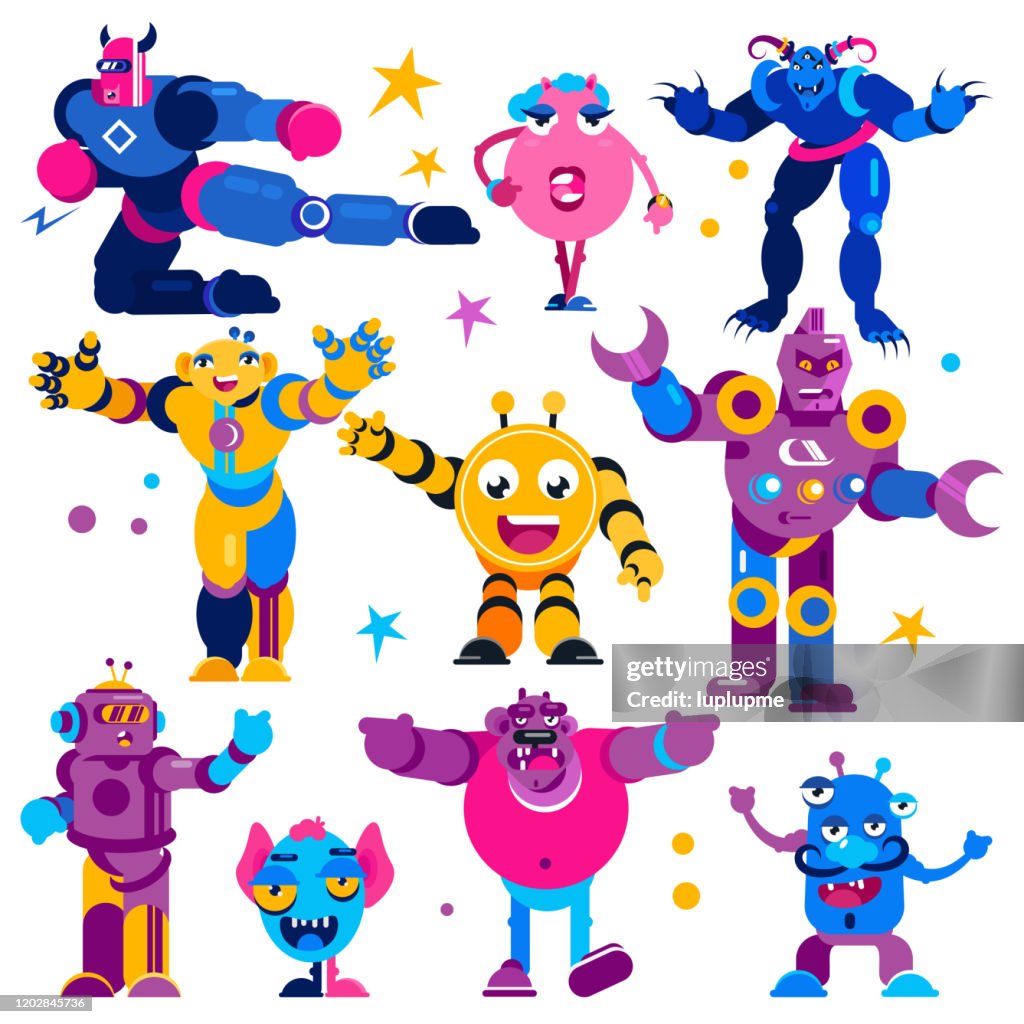 Monster Vector Cartoon Alien Monstrous Transformer Robots Character Of ...