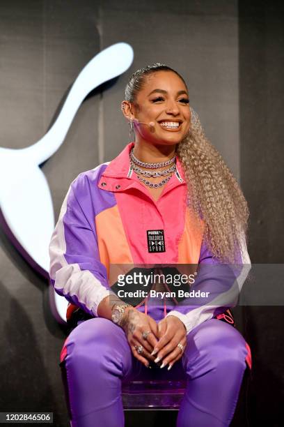 DaniLeigh speaks on a panel during the PUMA SS20 Women's Event on January 29, 2020 in New York City.