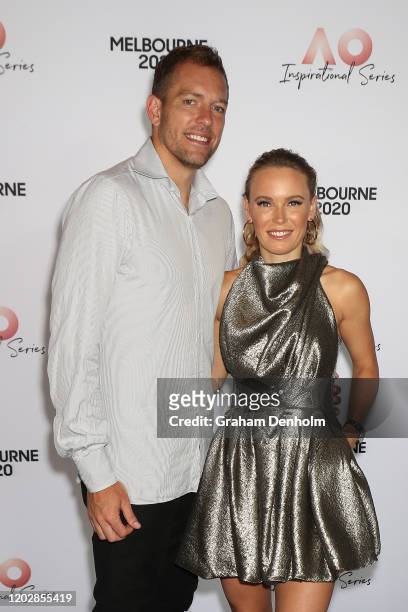 Caroline Wozniacki of Denmark and husband David Lee attend the AO Inspirational Series Lunch during the Australian Open 2020 at The Glasshouse at...