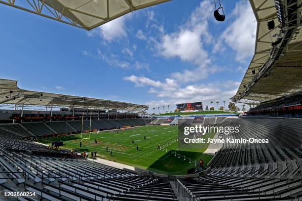 General view of Dignity Health Sports Park for the game between the LA Wildcats and the DC Defenders on February 23, 2020 in Carson, California.