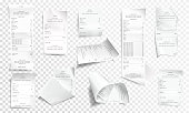 Vector realistic receipt collection, bill or check