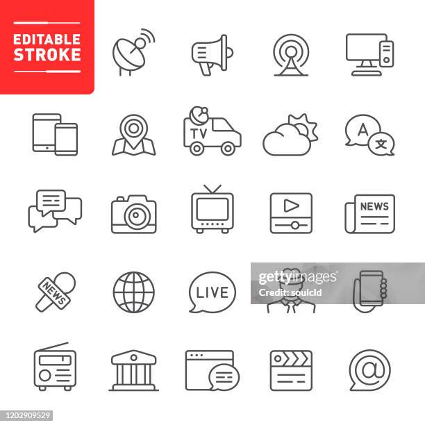 stockillustraties, clipart, cartoons en iconen met mediapictogrammen - television camera