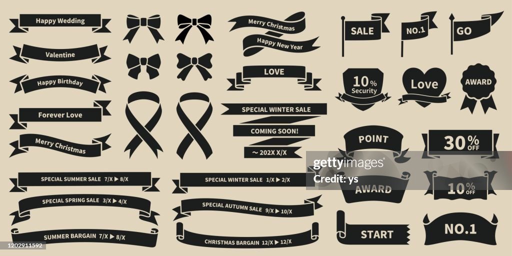 1 Shape Ribbon Ribbon Set Of Various Shapes High-Res Vector Graphic - Getty Images