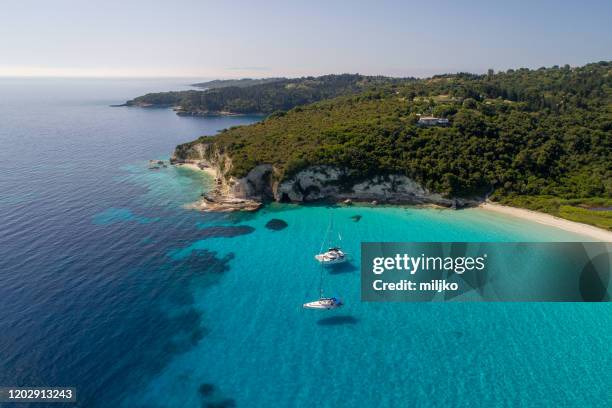 beautiful coast around mediterranean island - sailing greece stock pictures, royalty-free photos & images