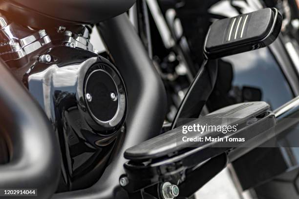 motorcycle foot brake and foot stand - motorbike pedal stock pictures, royalty-free photos & images