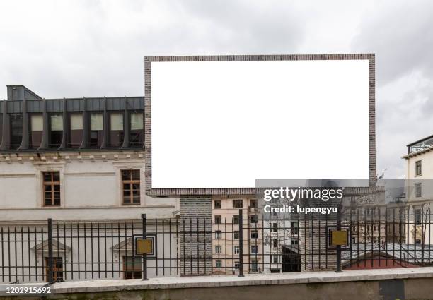 blank billboard at street,istanbul - panneau commercial photos et images de collection
