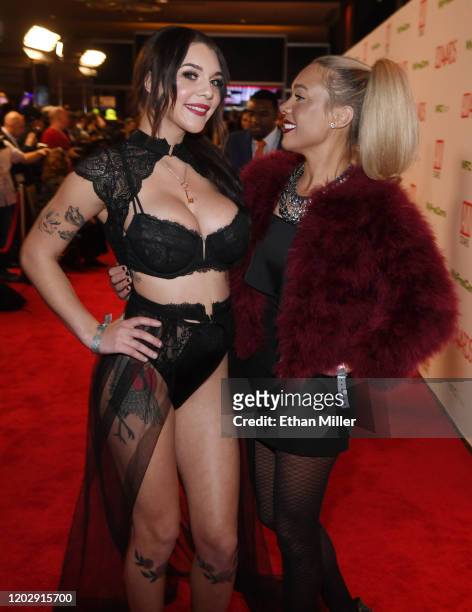 Adult film actress Gabbie Carter and her mother attend the 2020 Adult Video News Awards at The Joint inside the Hard Rock Hotel & Casino on January...