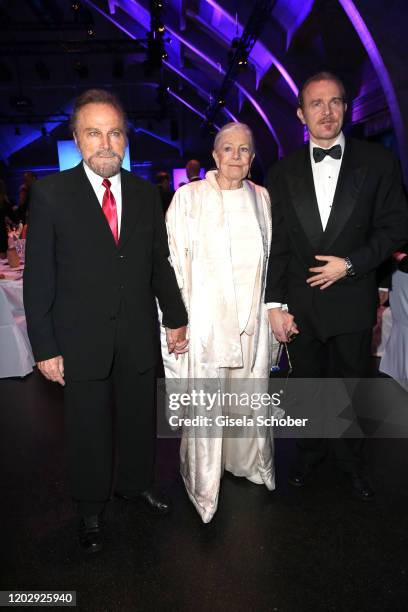 Franco Nero and his wife Vanessa Redgrave and their son Carlo Gabriel Nero during the Cinema For Peace Gala at Westhafen Event & Convention Center on...