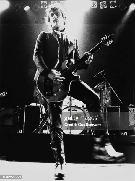 American guitarist, singer and songwriter Johnny Thunders performing live on stage, UK, 1978.
