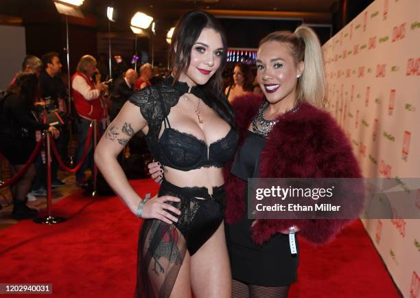 Adult film actress Gabbie Carter and her mother attend the 2020 Adult Video News Awards at The Joint inside the Hard Rock Hotel & Casino on January...