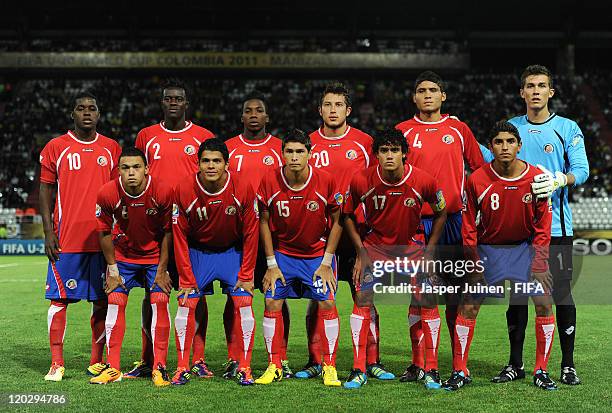 Costa Rica players pose for a team picture during the FIFA U-20 World Cup Colombia 2011 group C match between Australia and Costa Rica at the...