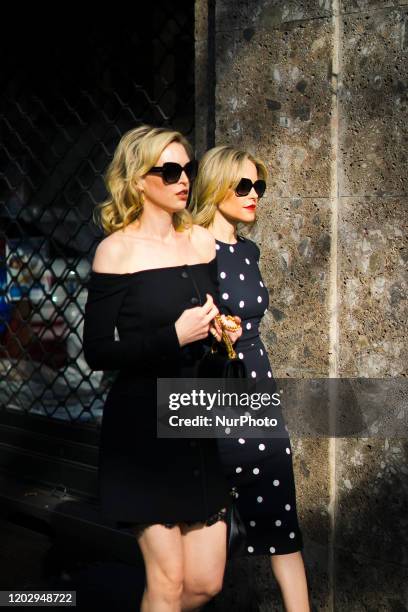 People during the Street Style At Dolce &amp; Gabbana Fashion Show, during the Milan Fashion Week, in Milan, Italy, on February 23, 2020