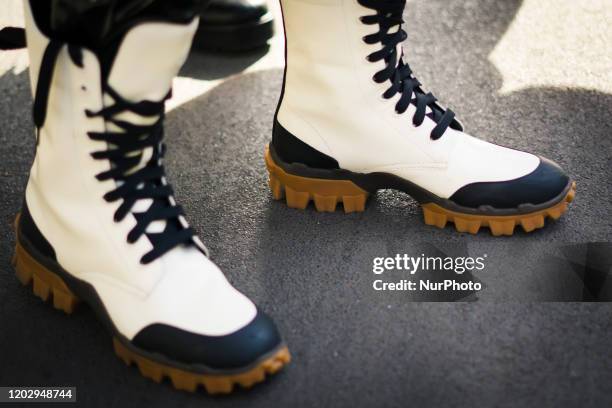 People during the Street Style At Dolce & Gabbana Fashion Show, during the Milan Fashion Week, in Milan, Italy, on February 23, 2020