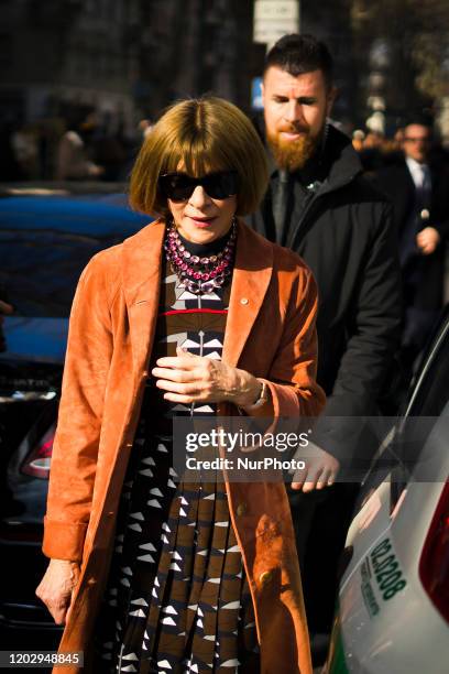 People during the Street Style At Dolce &amp; Gabbana Fashion Show, during the Milan Fashion Week, in Milan, Italy, on February 23, 2020