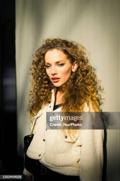 People during the Street Style At Dolce &amp; Gabbana Fashion Show, during the Milan Fashion Week, in Milan, Italy, on February 23, 2020