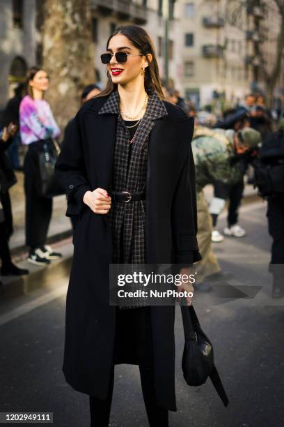 People during the Street Style At Dolce &amp; Gabbana Fashion Show, during the Milan Fashion Week, in Milan, Italy, on February 23, 2020