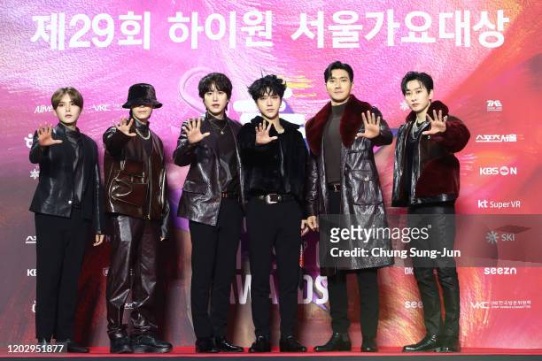 Boy band Super Junior attend the 29th Seoul Music Awards at Gocheok Sky Dome on January 30, 2020 in Seoul, South Korea.