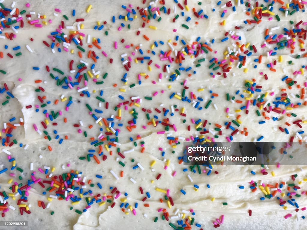 Sheet Cake and Rainbow Sprinkles
