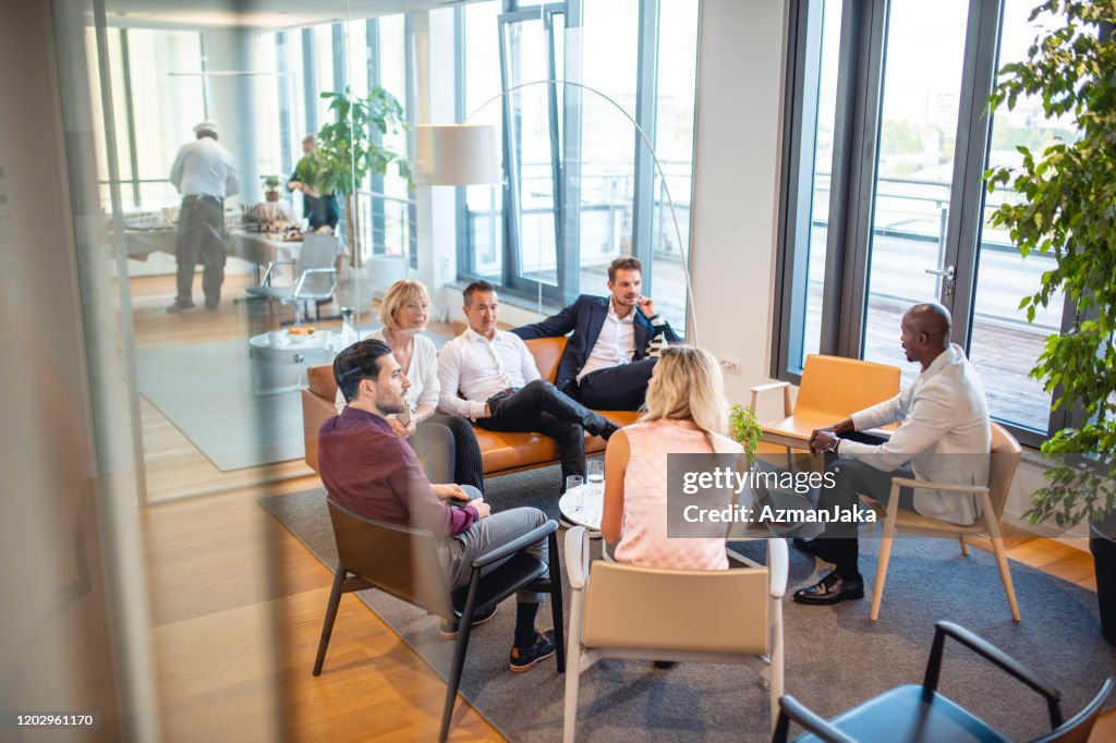 Working Group Portrait of Businesspeople in Office Lobby