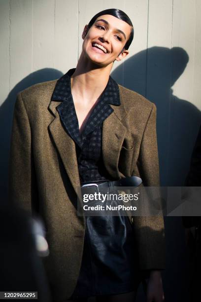 People during the Street Style At Dolce &amp; Gabbana Fashion Show, during the Milan Fashion Week, in Milan, Italy, on February 23, 2020