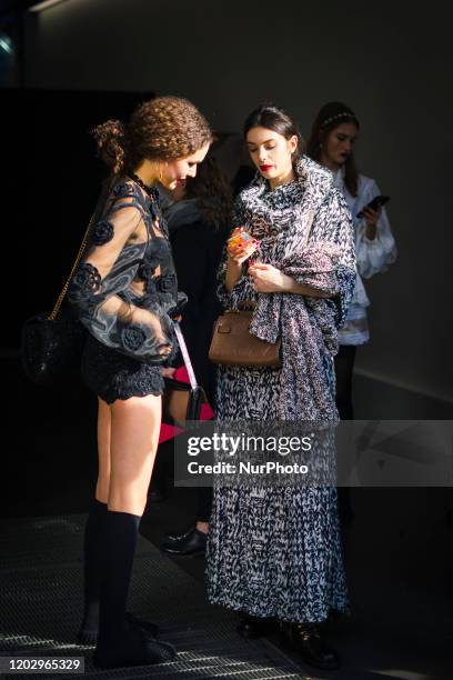 People during the Street Style At Dolce &amp; Gabbana Fashion Show, during the Milan Fashion Week, in Milan, Italy, on February 23, 2020