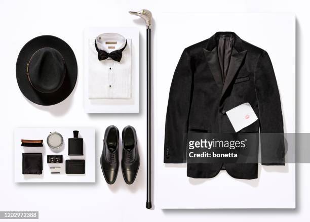 herrenbekleidung und persönliche accessoires - tuxedo stock-fotos und bilder