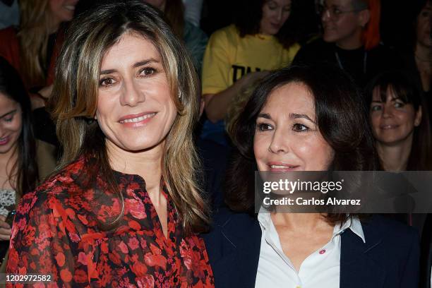 Begona Gomez and Isabel Gemio attend Hannibal Laguna fashion show during the Merecedes Benz Fashion Week Autum/Winter 2020-21 at Ifema on January 30,...