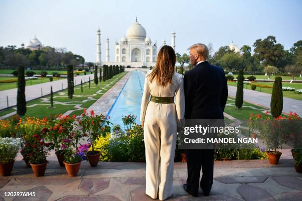 President Donald Trump and First Lady Melania Trump visit the Taj Mahal in Agra on February 24, 2020.