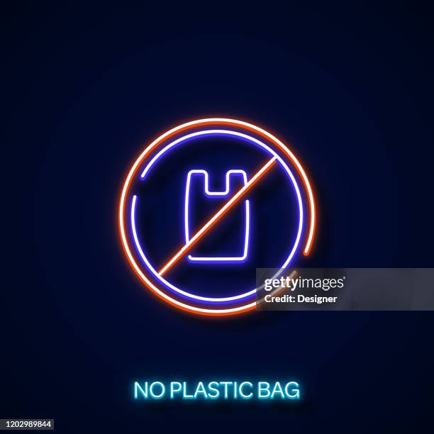 no plastic bag neon style, design elements - no plastic stock illustrations