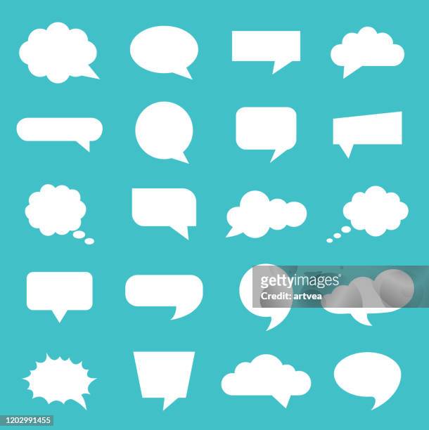 speech bubble icons set - discussion stock illustrations