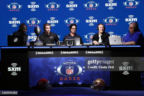 SiriusXM host Solomon Wilcots, NFL defensive end, Joey Bosa of the Los Angeles Chargers, SiriusXM host Ed McCaffrey, NFL running back, Christian...