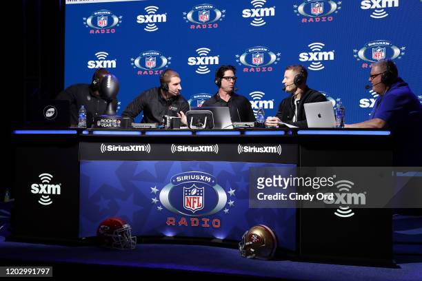 SiriusXM host Solomon Wilcots, NFL defensive end, Joey Bosa of the Los Angeles Chargers, SiriusXM host Ed McCaffrey, NFL running back, Christian...