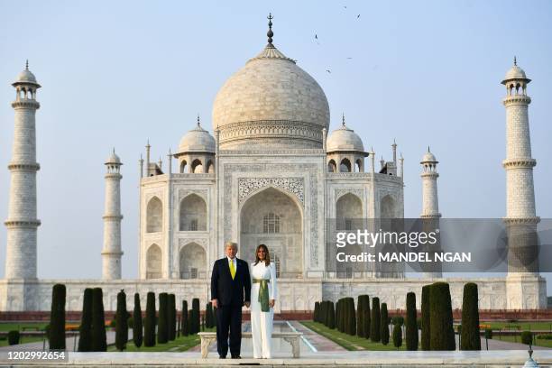 President Donald Trump and First Lady Melania Trump visit the Taj Mahal in Agra on February 24, 2020.