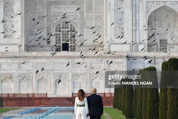 President Donald Trump and First Lady Melania Trump visit the Taj Mahal in Agra on February 24, 2020.