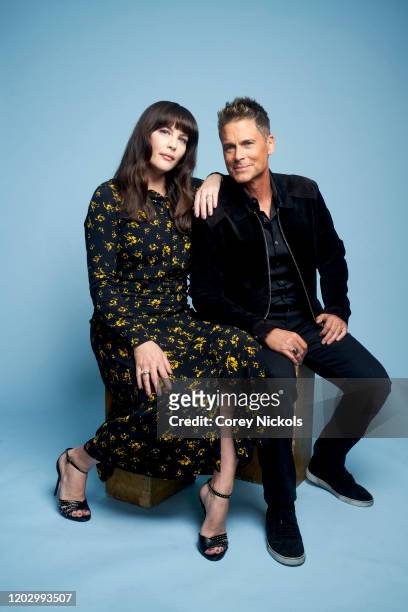 Actors Rob Lowe and Liv Tyler are photographed for TV Guide magazine on January 7, 2020 in Pasadena, California.
