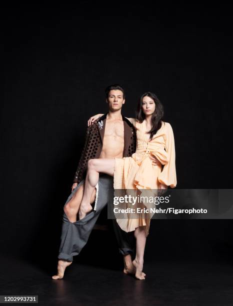 Ballet Dancer Hannah O'Neill & Hugo Marchand poses for a portrait on February 21, 2020 in Paris, France.