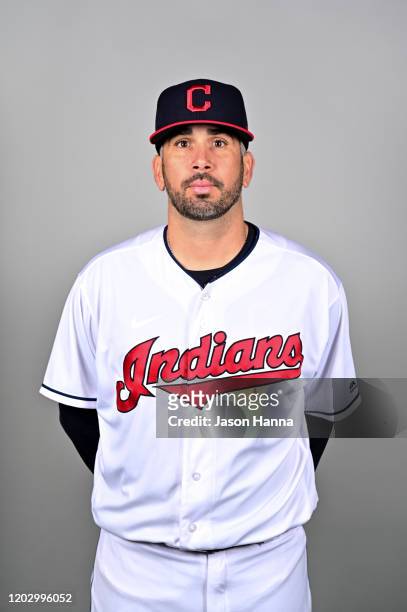 Oliver Perez of the Cleveland Indians poses during Photo Day on Wednesday, February 19, 2020 at Goodyear Ballpark in Goodyear, Arizona.