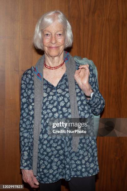 The artist Joan Jonas during the conference presenting the exhibition Moving Off the Land II at the Thyssen-Bornemisza National Museum in Madrid,...