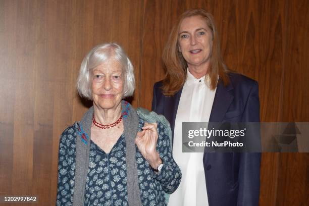 Francesca Thyssen-Bornemisza and artist Joan Jonas during the presentation of the Moving Off the Land II exhibition at the Thyssen-Bornemisza...