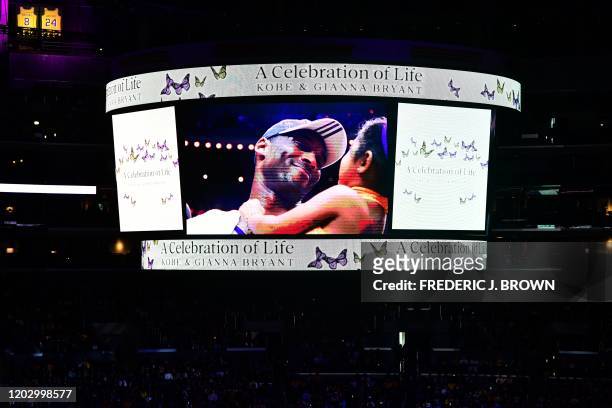 People arrive to attend the "Celebration of Life for Kobe and Gianna Bryant" service at Staples Center in Downtown Los Angeles on February 24, 2020....