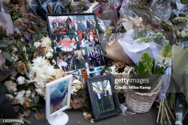 Memorial to the London Bridge terror attack of November 2019 on 7th January 2020 in London, England, United Kingdom. Floral tributes to those who...