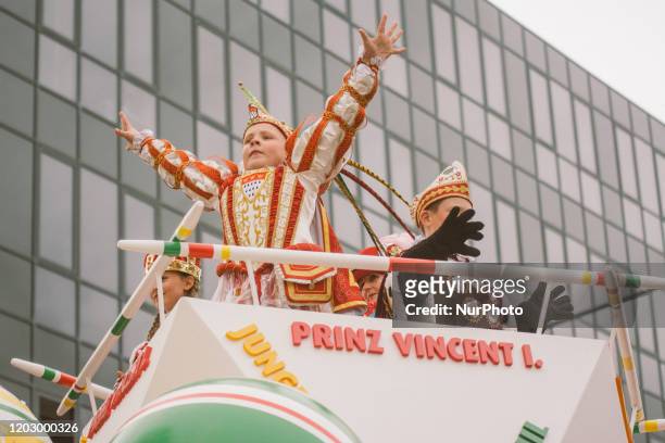 The children's prince of Carnival is seen during the Rose Monday Parade on February 24, 2020 in Cologne, Germany.