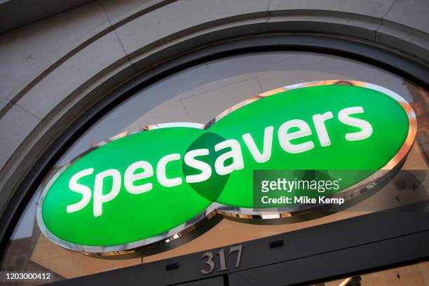 Sign for the optical brand Specsavers on 21st January 2020 in London, England, United Kingdom. Specsavers Optical Group Ltd is a British...